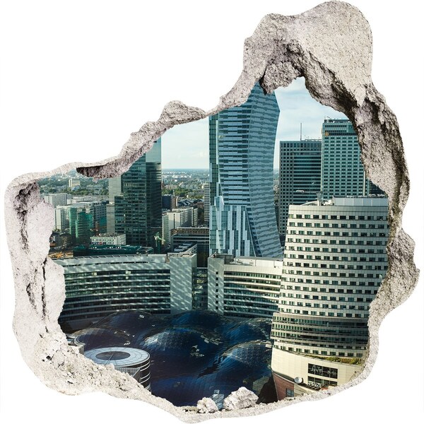 Wandtattoos Loch in der Wand Blick auf die moderne Stadt