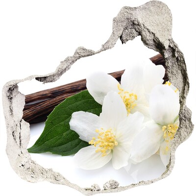 Wandaufkleber Loch 3D Jasminblüten im Beton