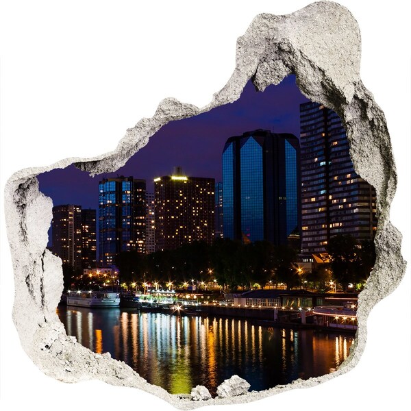 Mauerdurchbruch Aufkleber Nachtpanorama der Stadt