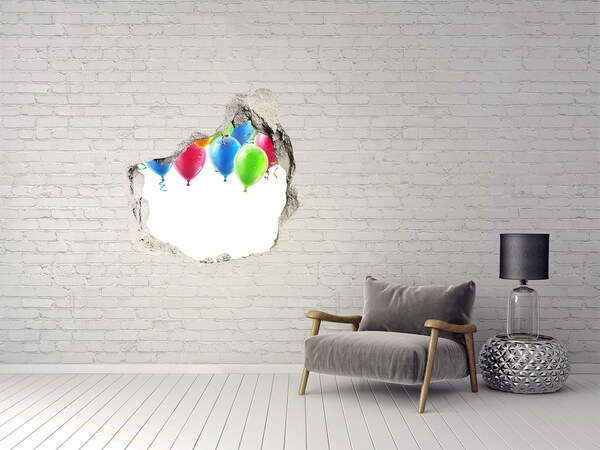 3D Wanddurchbruch Aufkleber Ballons in einem Loch in der Wand