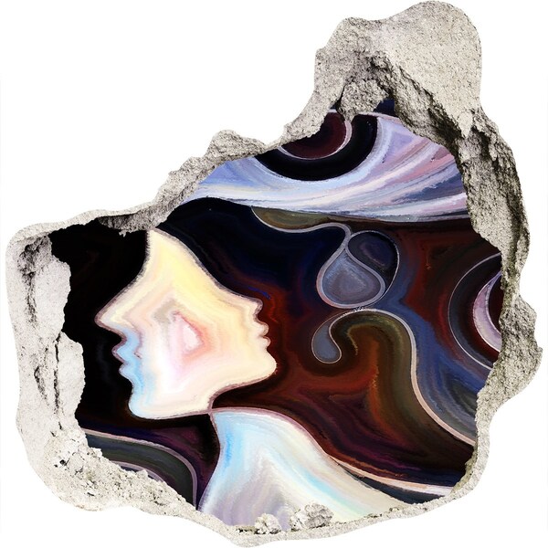 Wandaufkleber Loch 3D Gesichter im Farbenchaos