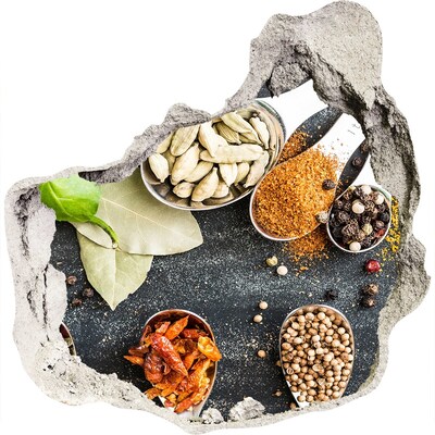 Wandfolien Loch in der Wand Küchengewürze in einem kleinen Laden