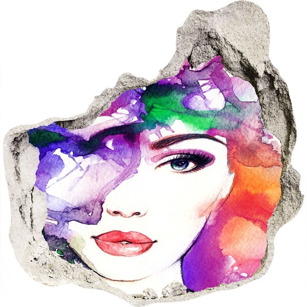 3D Wandtattoos Mauerdurchbruch Porträt in farbigem Wasser