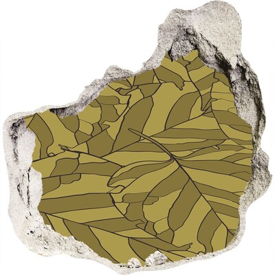 3D Wanddurchbruch Aufkleber Blätter im Beton