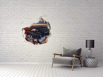 Wandaufkleber Loch 3D Winterliche Berglandschaft