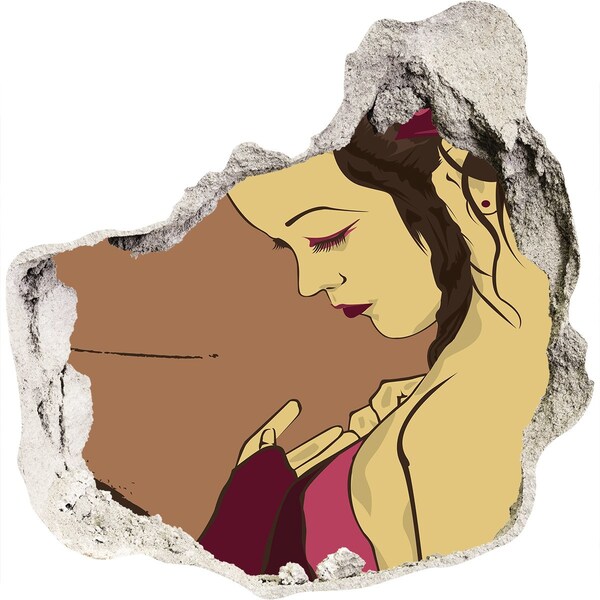3D Wandtattoos Mauerdurchbruch Frau in einem Mauerfragment