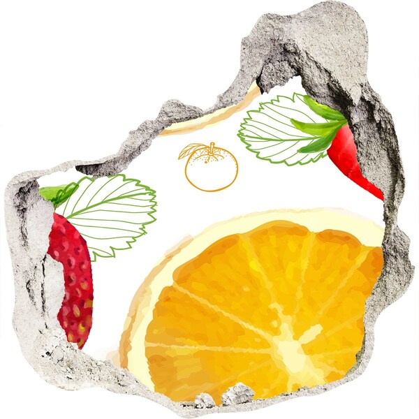 Wandaufkleber Loch 3D Fruchtiges kleines Paradies