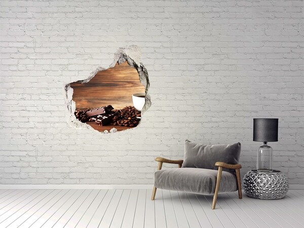 3D Wanddurchbruch Aufkleber Kaffeeecke mit Schokolade