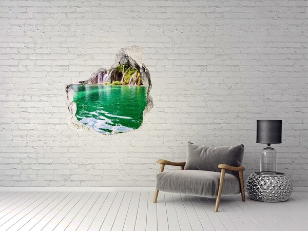 Wandtattoos Loch in der Wand Tropisches Paradies mit einem Wasserfall