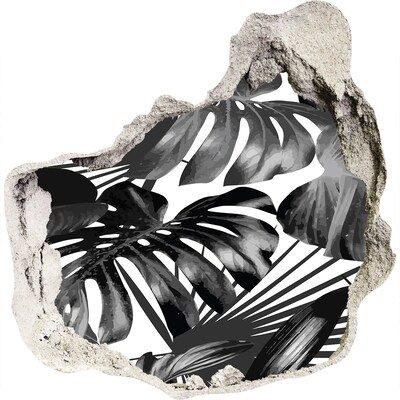 Wandfolien Loch in der Wand Tropischer Dschungel in Schwarzweiß