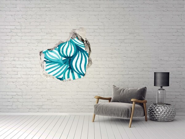 Mauerdurchbruch Aufkleber Tropische Blätter in einem Loch in der Wand