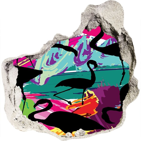 Mauerdurchbruch Aufkleber Flamingos an einem tropischen Strand