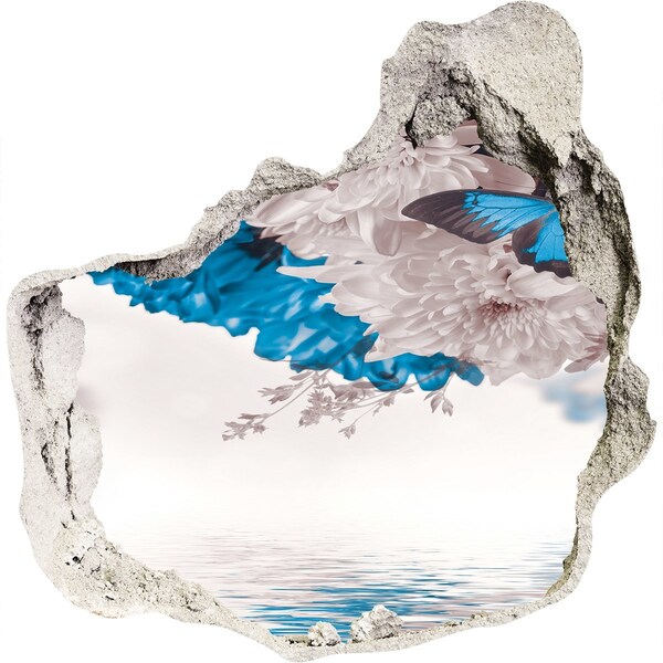 3D Wandtattoos Mauerdurchbruch Blumenlandschaft mit Schmetterlingen