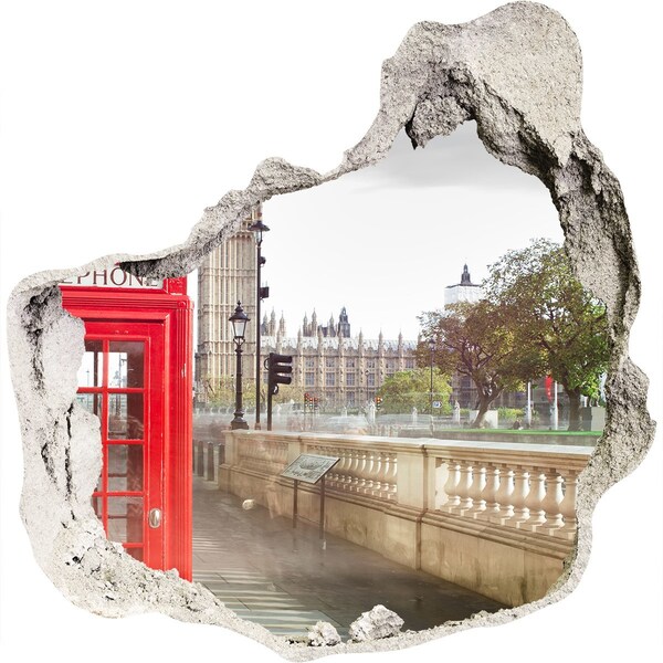 Wandaufkleber Loch 3D Blick auf London durch ein Loch in der Wand