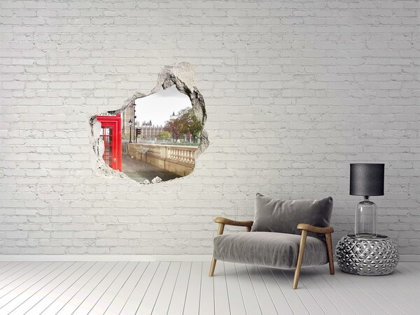 Wandaufkleber Loch 3D Blick auf London durch ein Loch in der Wand