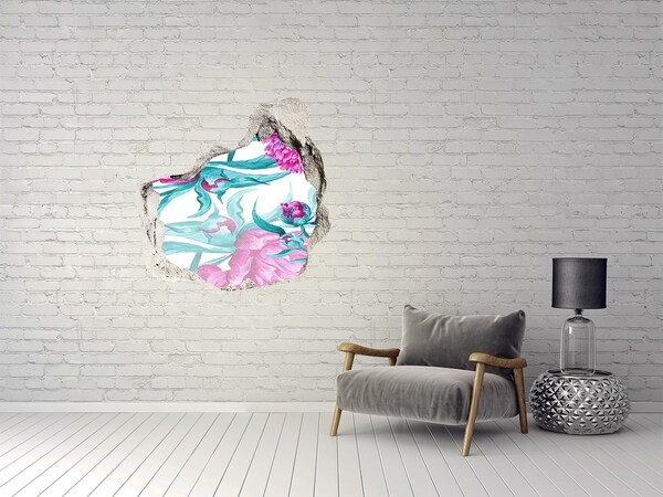 3D Wanddurchbruch Aufkleber Blumengarten hinter der Mauer