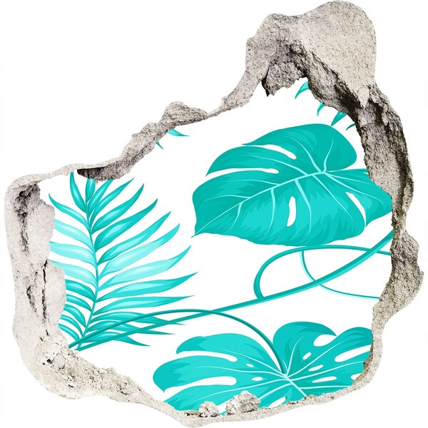 Wandaufkleber Loch 3D Tropisches Paradies hinter der Mauer