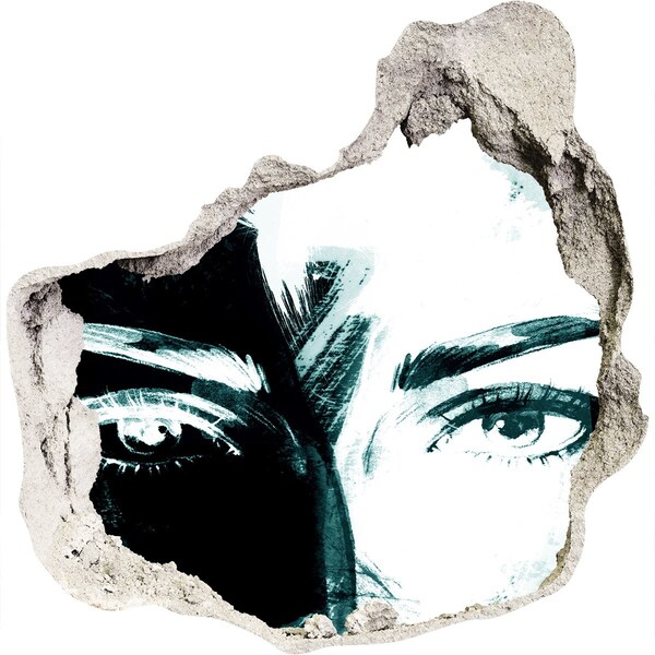 3D Wanddurchbruch Aufkleber Augen aus Beton