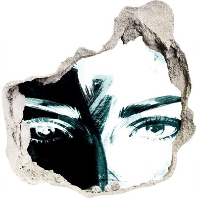 3D Wanddurchbruch Aufkleber Augen aus Beton