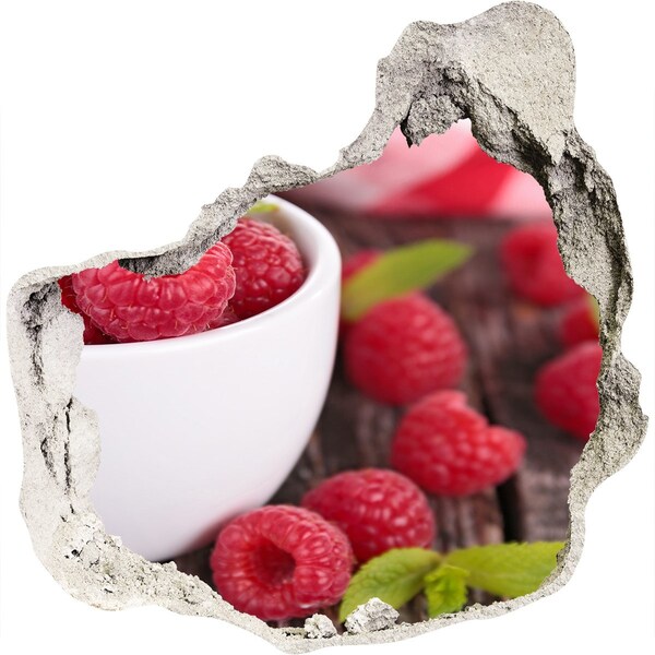 Mauerdurchbruch Aufkleber Himbeeren in einer Schüssel