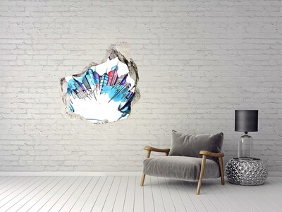 Wandfolien Loch in der Wand Eine moderne Stadt in Trümmern