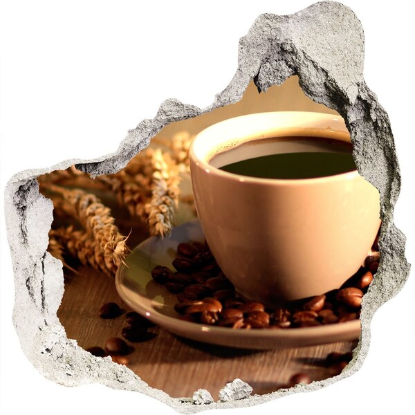 Mauerdurchbruch Aufkleber Kaffee mit Bohnen