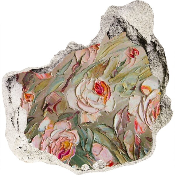 Wandaufkleber Loch 3D Ein Blumengarten in einer verfallenen Mauer