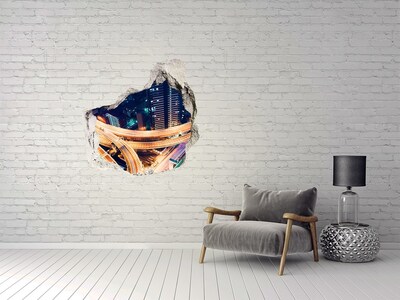 3D Wanddurchbruch Aufkleber Blick auf die Stadt bei Nacht