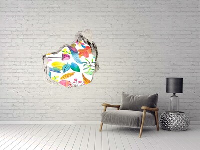 Wandaufkleber Loch 3D Blumenwandbild durch ein Loch in der Wand