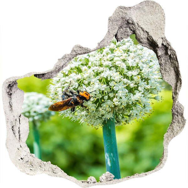 Mauerdurchbruch Aufkleber Blumenwiese mit einer Biene