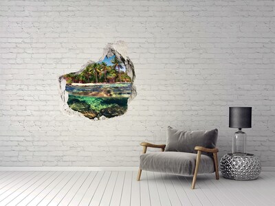 3D Wandtattoos Mauerdurchbruch Tropisches Paradies hinter der Mauer