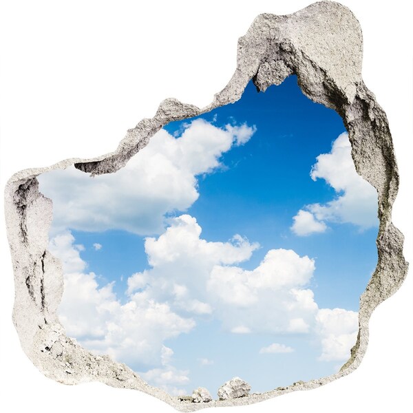 3D Wanddurchbruch Aufkleber Himmel mit Wolken durch ein Loch in der Wand