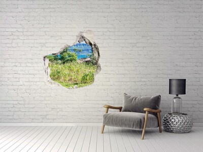 Wandaufkleber Loch 3D Tropische Landschaft hinter dem Loch in der Wand
