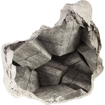 Wandfolien Loch in der Wand Eine beschädigte Mauer mit Blick auf einen Betonplatz