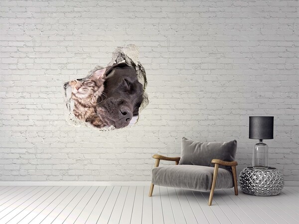 Wandaufkleber Loch 3D Ein schöner Moment der Freundschaft