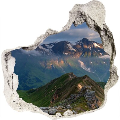 Wandaufkleber Loch 3D Berglandschaft hinter dem Loch in der Wand