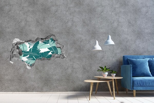 3D Wanddurchbruch Aufkleber Eine tropische Oase in einer verfallenen Mauer