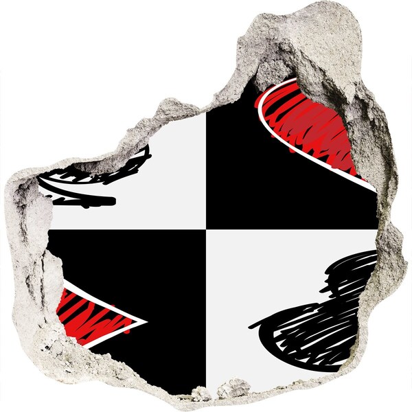 Wandaufkleber Loch 3D Zerbrochene Mauer mit roten Akzenten