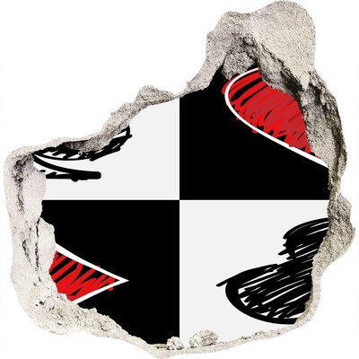 Wandaufkleber Loch 3D Zerbrochene Mauer mit roten Akzenten