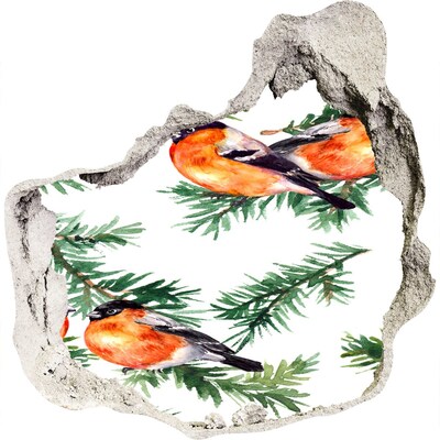 Mauerdurchbruch Aufkleber Vögel vor grünem Hintergrund