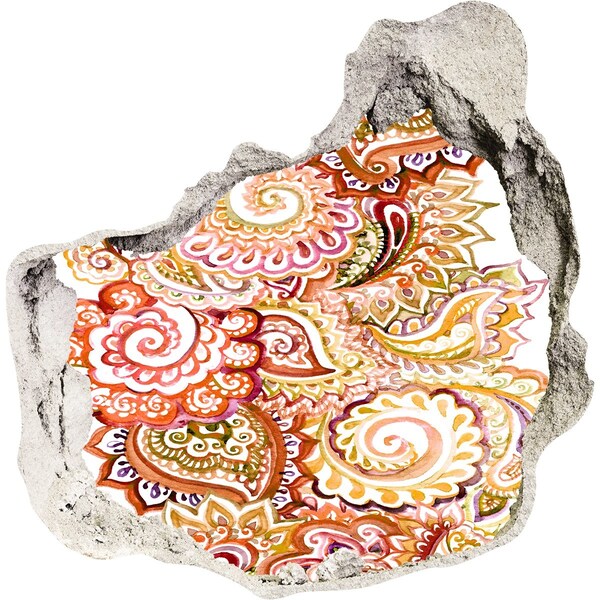 Wandaufkleber Loch 3D Farbenfrohe Muster auf Betongrund