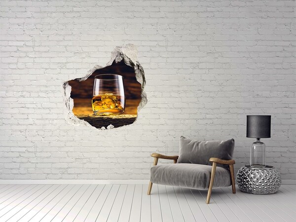 Wandtattoos Loch in der Wand Ein Glas Whisky mit Eis