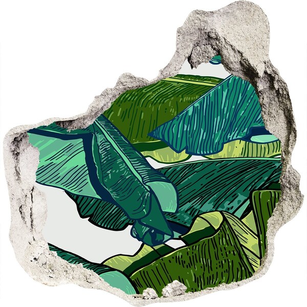 Wandaufkleber Loch 3D Tropischer Garten mit Bananenblättern