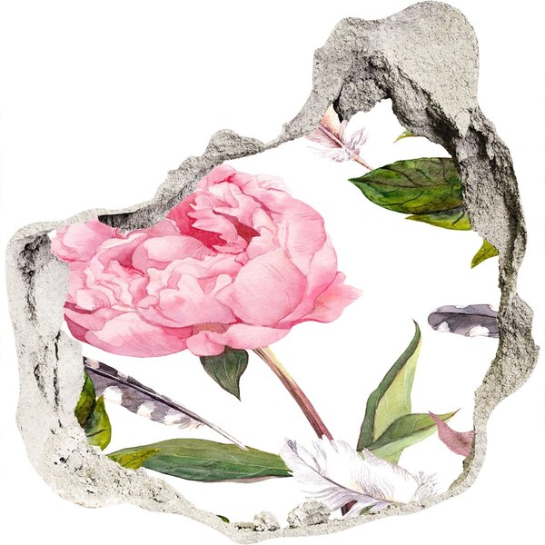 Wandfolien Loch in der Wand Blumenwandbild durch ein Loch in der Wand