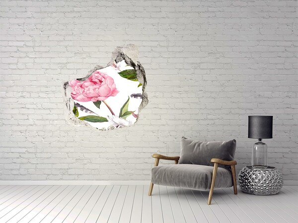 Wandfolien Loch in der Wand Blumenwandbild durch ein Loch in der Wand