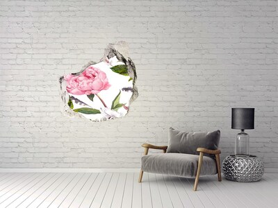 Wandfolien Loch in der Wand Blumenwandbild durch ein Loch in der Wand