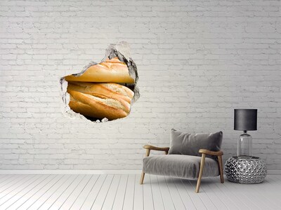 Wandaufkleber Loch 3D Frische Baguettes in der Wand