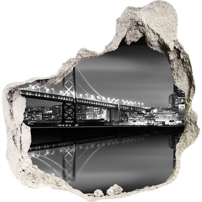 Wandaufkleber Loch 3D Golden Gate Bridge bei Nacht