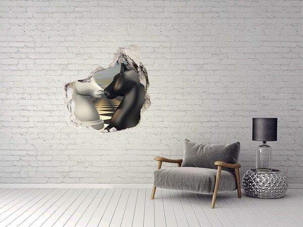 Wandtattoos Loch in der Wand Schachkonfrontation