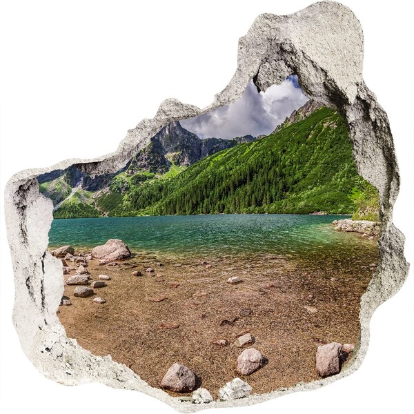 Wandfolien Loch in der Wand Bergsee im Tal